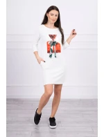 3D šaty v barvě ecru model 18744008 - K-Fashion