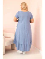 Dámske plus size šaty s krátkymi rukávmi a volánom z ľahkej viskózy Dámske plus size šaty s krátkymi rukávmi a volánom z ľahkej viskózy