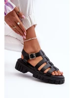 Sandały Rzymianki Damskie Czarne Rosarose