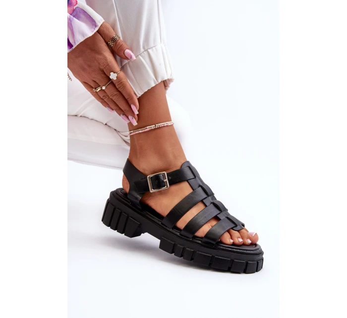 Sandały Rzymianki Damskie Czarne Rosarose