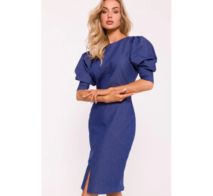 M803 Šaty s puzdrovými rukávmi - modré M803 Šaty s puzdrovými rukávmi - modré