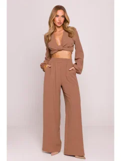 model 21136179 Kalhoty se širokými nohavicemi čokoládové - Moe