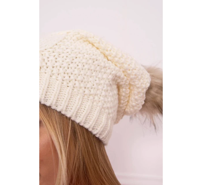 Fleecová čepice Sandra model 18750739 ecru - K-Fashion Fleecová čepice Sandra model 18750739 ecru - K-Fashion
