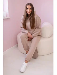 Bavlnená súprava s potlačou tmavo béžovej farby