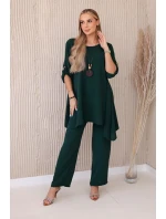 Súprava blúzka + nohavice s príveskom tmavozelená