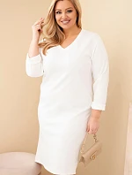 Dámske Plus veľkosť sukne Butter biela V-neck s rukávmi