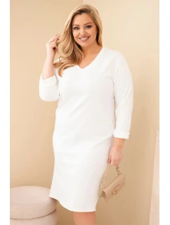 Dámske Plus veľkosť sukne Butter biela V-neck s rukávmi