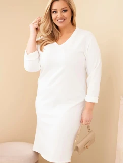 Dámske Plus veľkosť sukne Butter biela V-neck s rukávmi