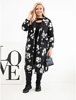 Elegantní dámský plášť Plus Size s model 22363422 leopardí černý - K-Fashion