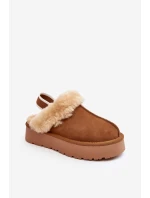 Kožené Semišové Pantofle Dámské Na Platformě S Kožíškem Camel model 21638811 - Boto Kožené Semišové Pantofle Dámské Na Platformě S Kožíškem Camel model 21638811 - Boto