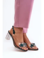 Sandały Transparentne Na Słupku Z Ozdobami Zielone D&A MR38-D1