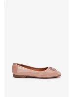 Lakierowane Eleganckie Baleriny Damskie Z Ozdobnym Detalem Vinceza 17377 Beżowe