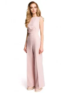 S115 Overal so širokými nohavicami - púdrový