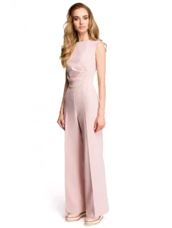 model 18001804 Kombinéza se širokými nohavicemi pudrová - STYLOVE