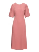 model 20966274 Šaty s puff rukávy růžové - STYLOVE