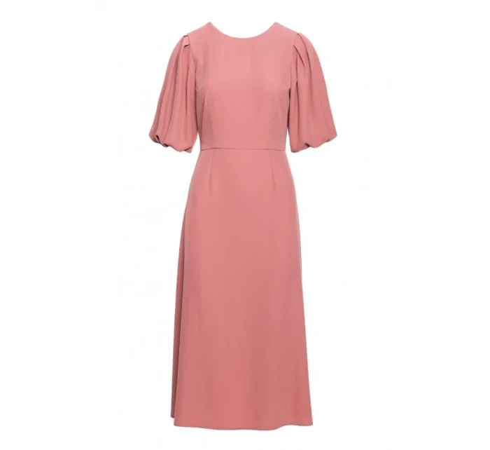 model 20966274 Šaty s puff rukávy růžové - STYLOVE