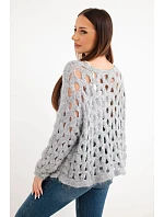 Dámský svetr model 22293738 s ozdobným vzorem a příměsí vlny šedý - K-Fashion Dámský svetr model 22293738 s ozdobným vzorem a příměsí vlny šedý - K-Fashion