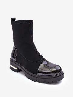 Kůže Klasické Botky Na Plochém Podpatku Černé model 21633814 - Boto