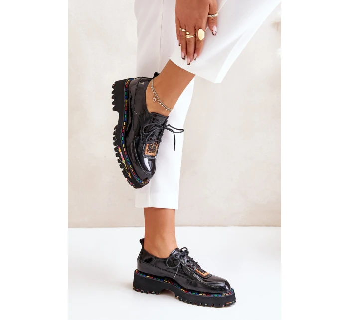 Lakierowane Półbuty Damskie Sznurowane Artiker 55C0499 Czarne Lakierowane Półbuty Damskie Sznurowane Artiker 55C0499 Czarne