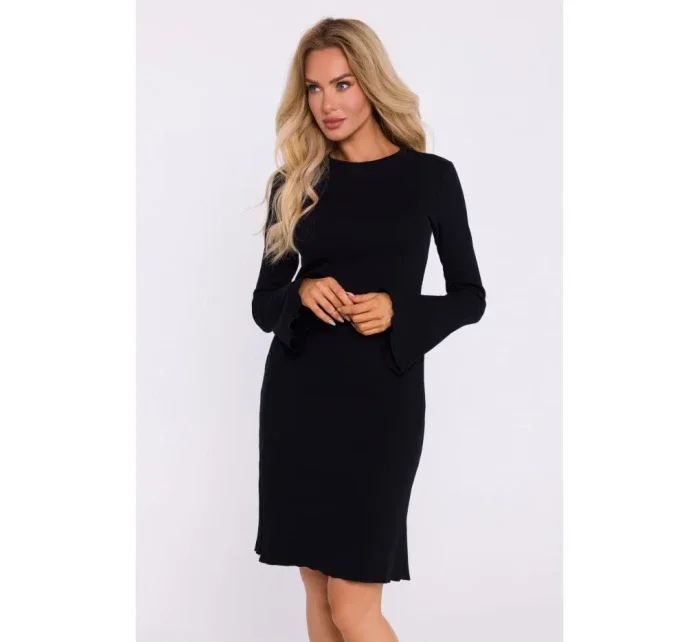 Šaty z úpletu se širokými rukávy černé model 20515152 - Moe