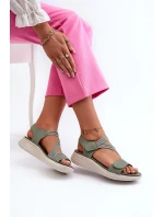 Dámske pohodlné sandále na suchý zips zelené Eladora Dámske pohodlné sandále na suchý zips zelené Eladora