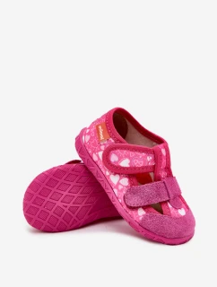 Detské papuče na suchý zips - ružové Reathiana (s motívom srdca)