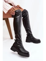 Dámské kozačky nad kolena s  – černé model 21848642 - Kesi