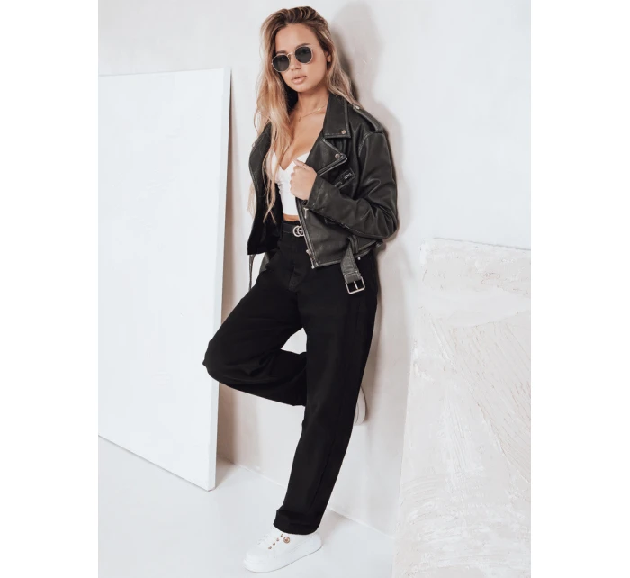 Dámske široké čierne džínsy FashionStreet UY2760