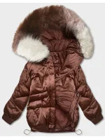 Hnedá krátka bunda nadrozmernej veľkosti (H-1109-79)