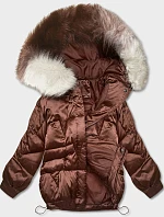 Krátka hnedá bunda nadmernej veľkosti (H-1109-79)