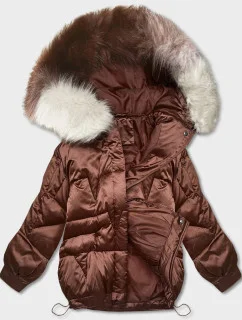 Hnedá krátka bunda nadrozmernej veľkosti (H-1109-79)