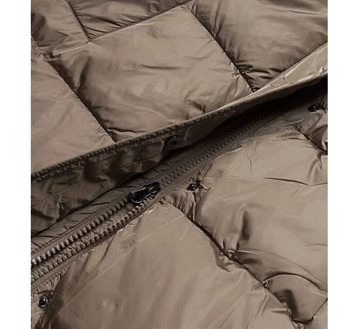 Dámska zimná bunda s kapucňou béžová (AG1-J9091)