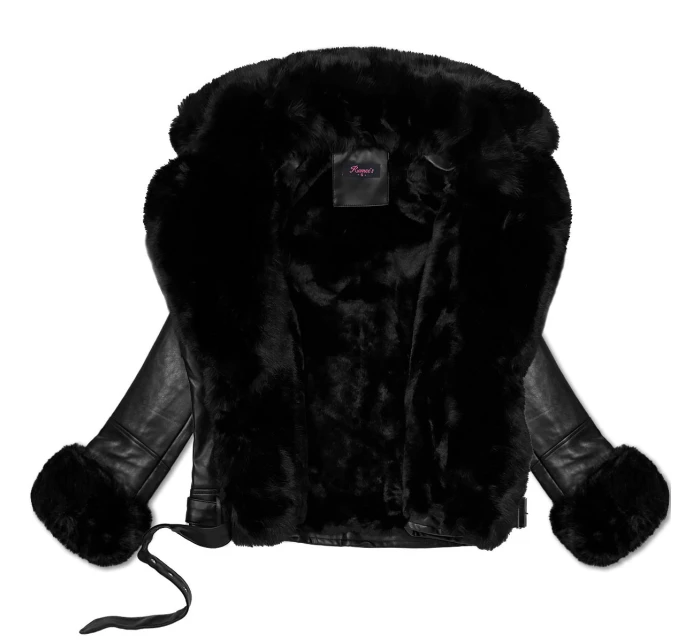 Černá dámská bunda ramoneska s límcem model 21486698 - ROMEE'S
