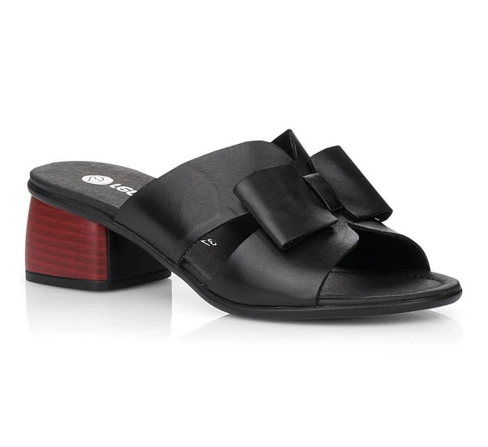 Dámske čierne kožené žabky Remonte R8759-01 Dámske čierne kožené žabky Remonte R8759-01