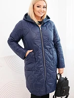 Dámska zimná prešívaná bunda s kapucňou Plus Size Blue