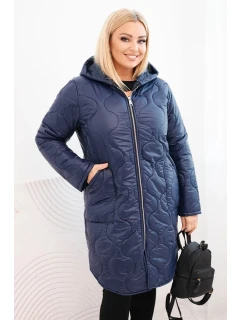 Dámska zimná prešívaná bunda s kapucňou Plus Size Blue