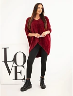 Dámský svetr Plus Size s výstřihem do V bordový Dámský svetr Plus Size s výstřihem do V bordový