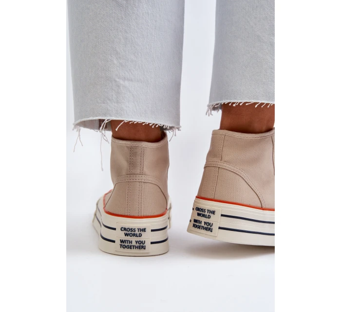 Dámské tenisky na platformě béžové model 21652307 - Boto Dámské tenisky na platformě béžové model 21652307 - Boto