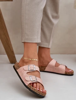 pantofle na korkové podrážce s přezkami růžové model 21685378 - Boto