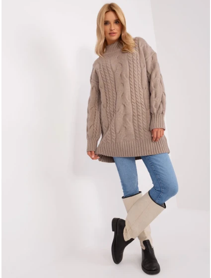 Sweter AT SW ciemny bezowy model 18900570 - FPrice Sweter AT SW ciemny bezowy model 18900570 - FPrice