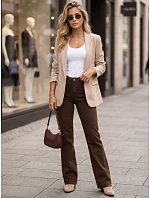 Dámske džínsy so širokými nohavicami a vysokým pásom, hnedé, FashionStreet UY3106