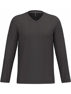 K 358 Pánské tričko do V s dl. rukávem model 22507726 dark grey - Kariban