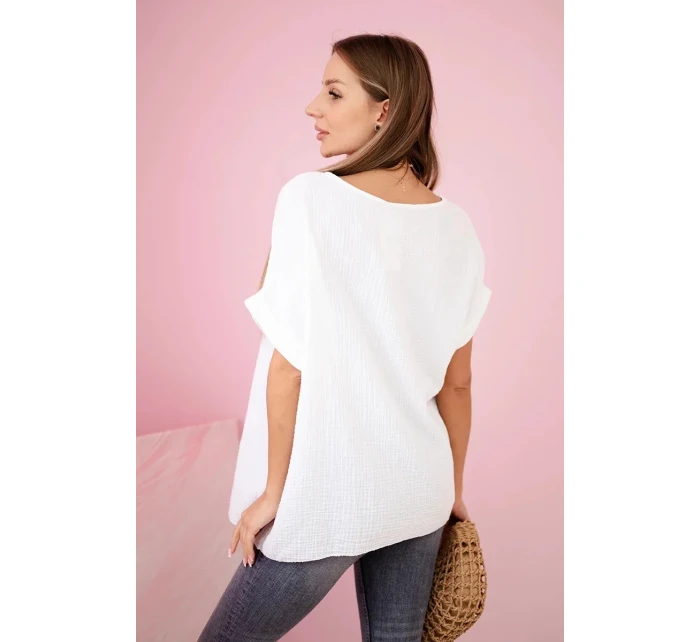 Mušelínová halenka s náhrdelníkem bílý Mušelínová halenka s náhrdelníkem bílý