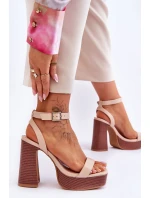 Kožené Sandály Na model 21620454 Platformě Béžové Marina - Boto