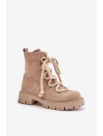 Ocieplane Botki Z Eko Zamszu Na Zamek Jasnobeżowe Caellita Ocieplane Botki Z Eko Zamszu Na Zamek Jasnobeżowe Caellita