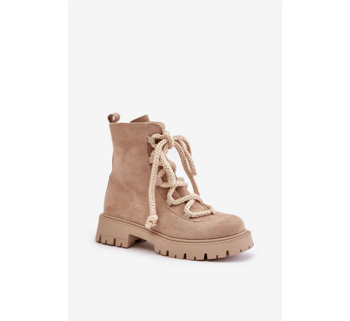 Ocieplane Botki Z Eko Zamszu Na Zamek Jasnobeżowe Caellita Ocieplane Botki Z Eko Zamszu Na Zamek Jasnobeżowe Caellita