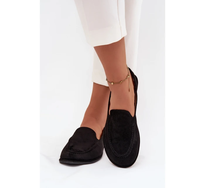 Dámské mokasíny z eko semiše ploché černé model 21710870 - Boto