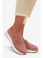 Růžové dámské semišové mokasiny Pevina