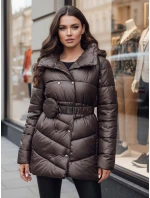 Dámsky prešívaný zimný kabát s kapucňou BLOOM moka FashionStreet TY4517z