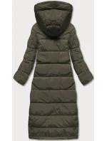 Dlhá dámska páperová bunda v khaki farbe (AG3-3038) Dlhá dámska páperová bunda v khaki farbe (AG3-3038)